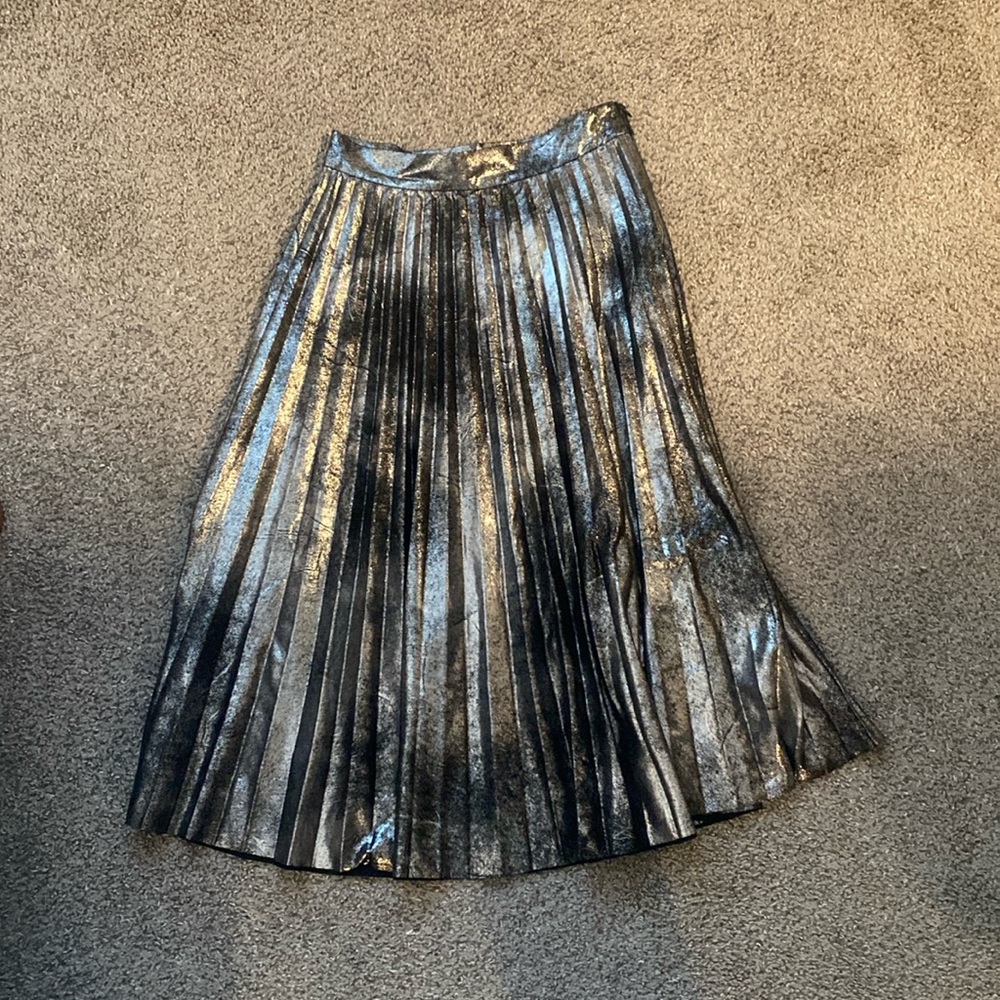 Women’s Zara XS Metallic pleated midi skirt. Used good condition